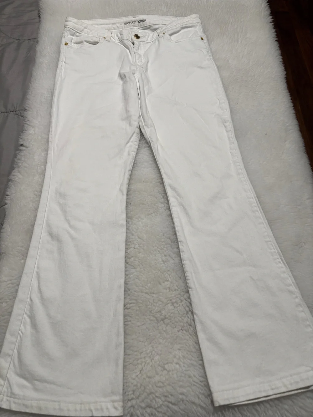 Michael Kors White Wide-Leg Flare Jeans